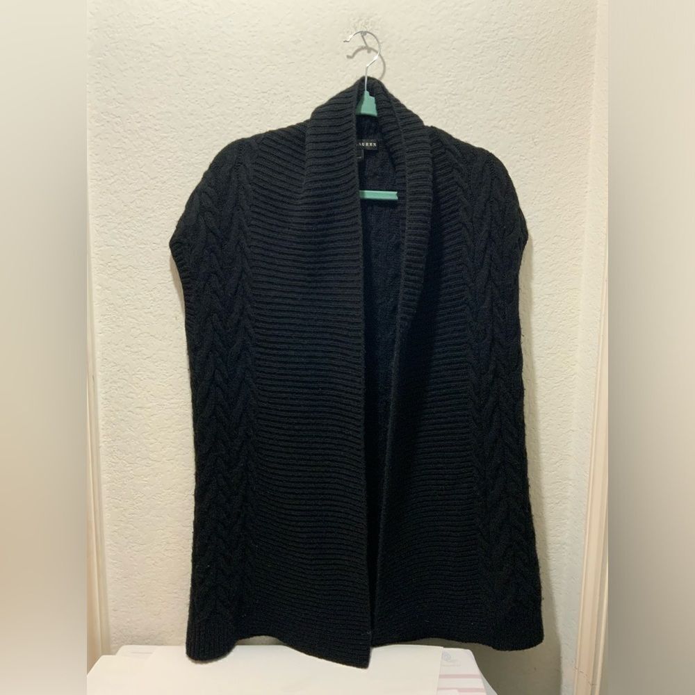 RALPH LAUREN Black Label Cashmere Blend Cable Knit Sweater/Vest Size L